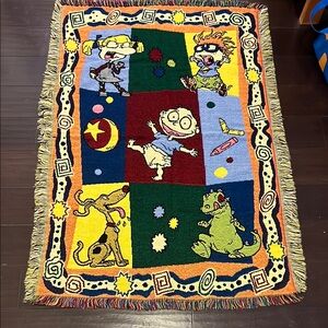 1990’s RUGRATS CARTOON block BLANKET Throw